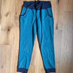 Etsy Custom Navy Teal Jogger Pants S/M Cotton Fleece Lined Drawstring Pockets